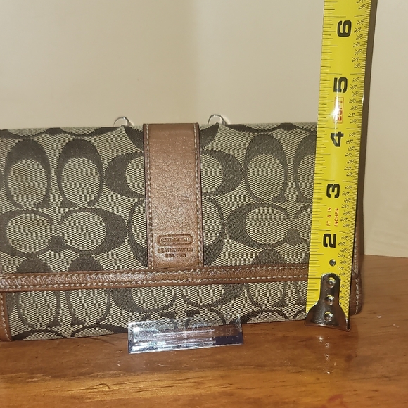 Coach Brown and Tan Signature Canvas Wallet - Picture 5 of 5